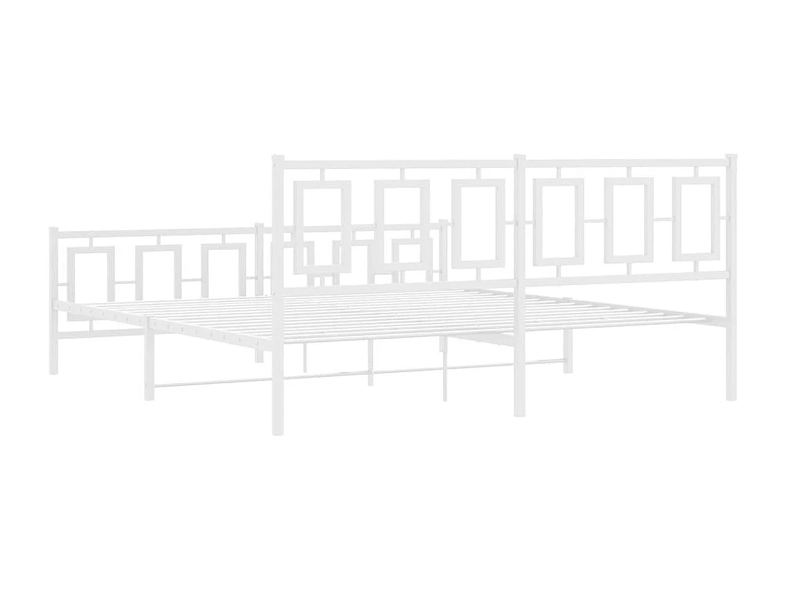 Cadre de lit métal sans matelas et pied de lit blanc 180x200 cm