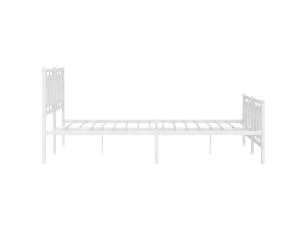 Cadre de lit métal sans matelas et pied de lit blanc 180x200 cm