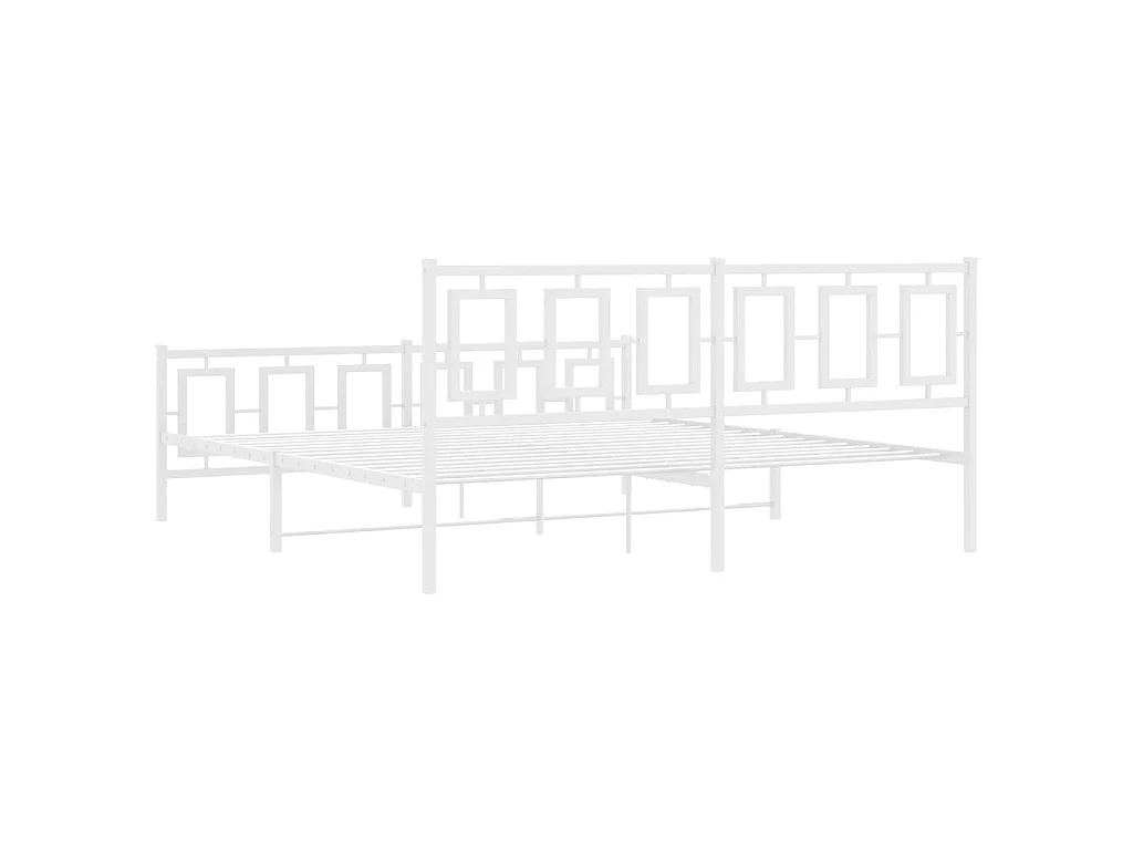 Cadre de lit métal sans matelas et pied de lit blanc 180x200 cm