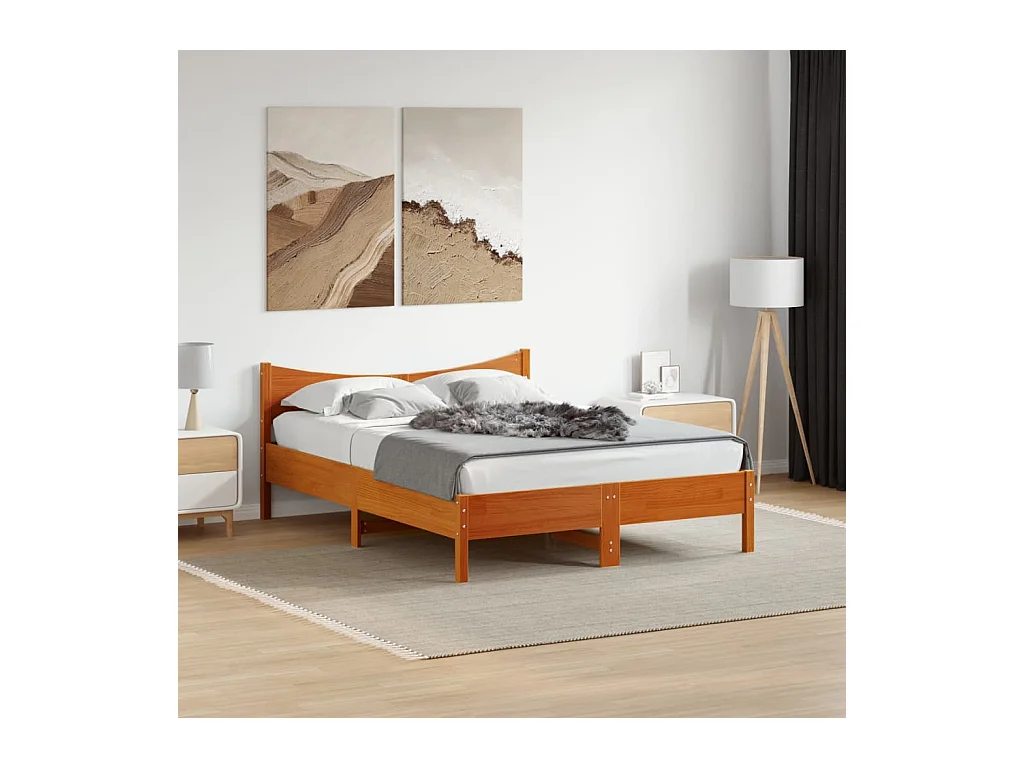 Massivholzbett ohne Matratze Wachsbraun 120x190 cm Kiefernholz