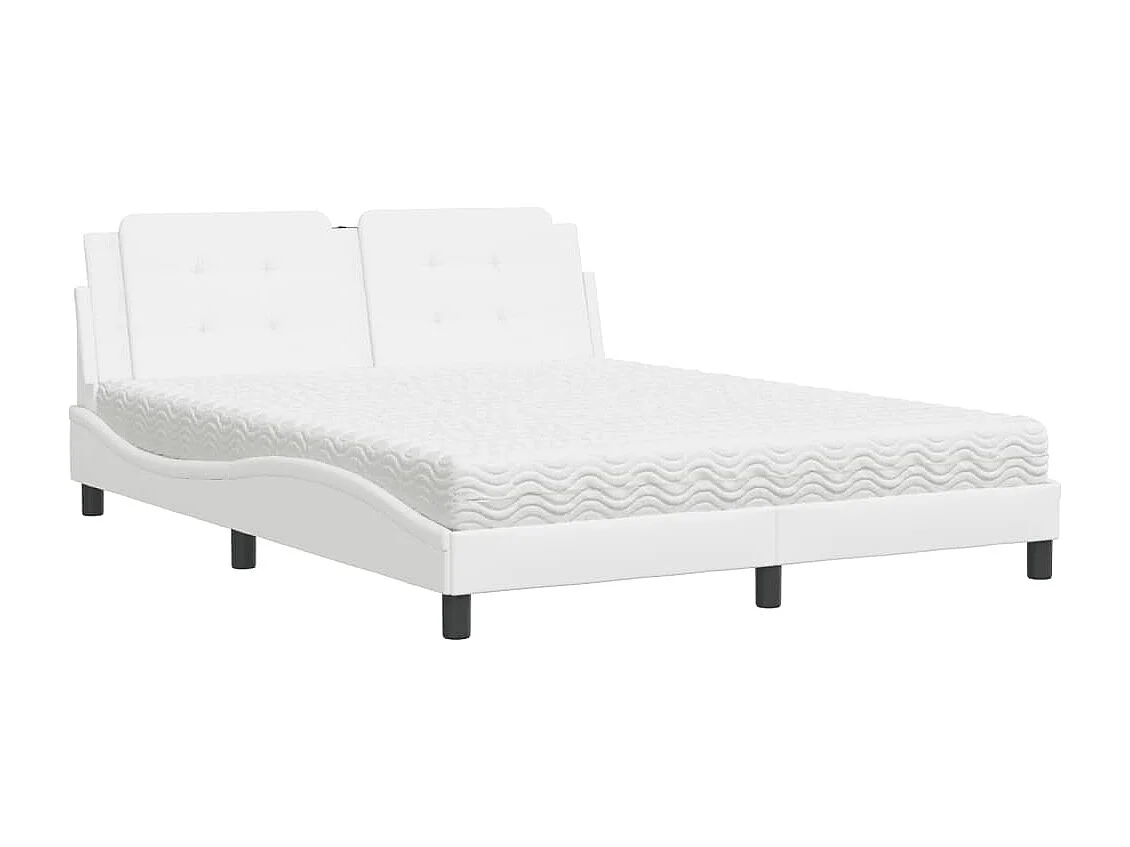 Cama com colchão Zadar 160x200 cm couro artificial branco