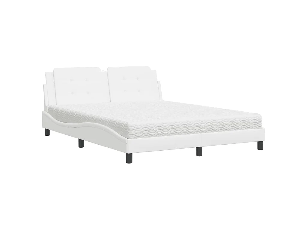 Lit avec matelas Zadar blanc 160x200 cm similicuir