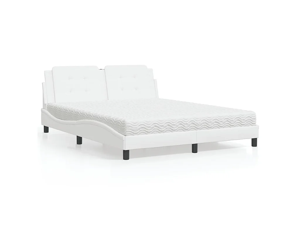 Lit avec matelas Zadar blanc 160x200 cm similicuir