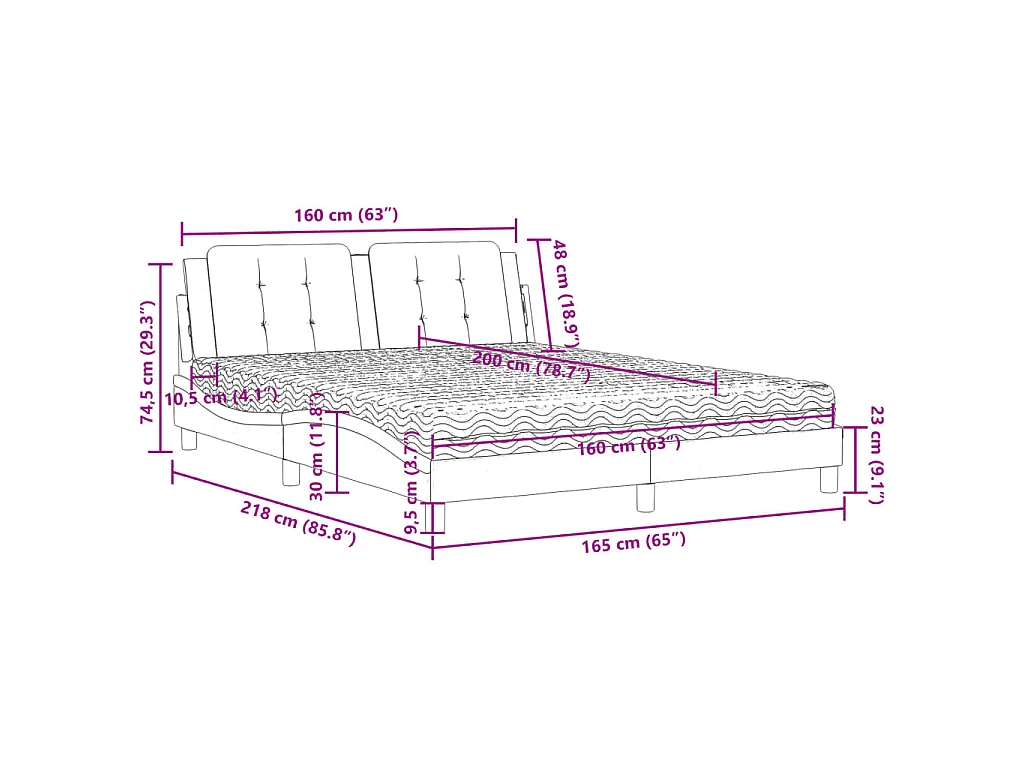 Lit avec matelas Zadar blanc 160x200 cm similicuir