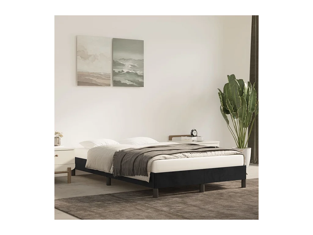 Cadre de lit sans matelas noir 120x190 cm velours