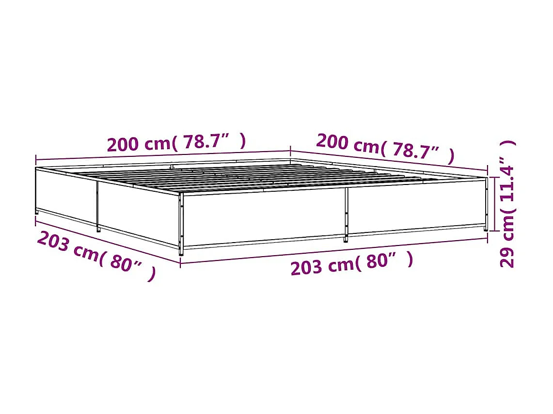 Cadre de lit sans matelas sonoma gris 200x200 cm