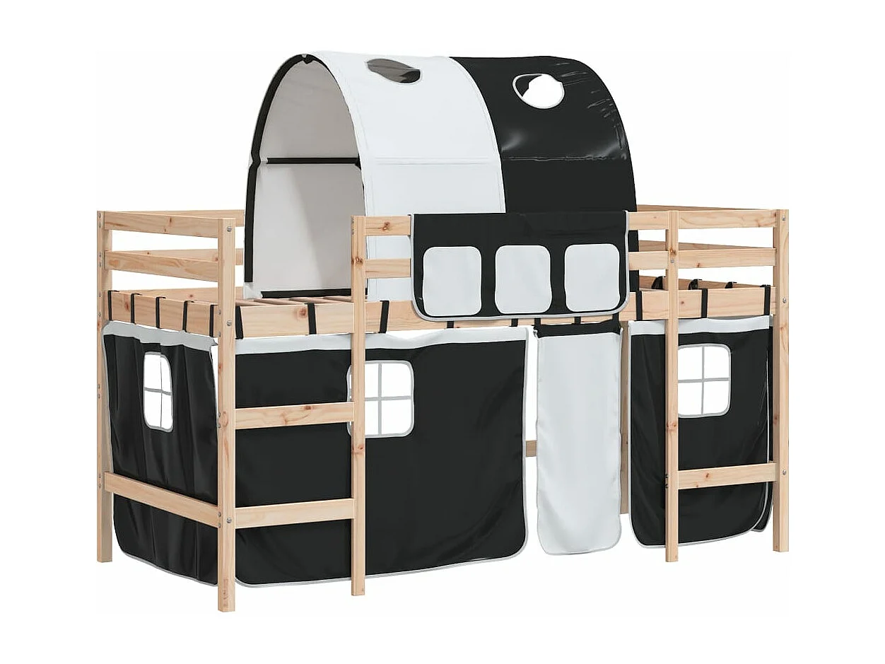 Lit mezzanine enfants avec tunnel sans matelas 90x190 cm