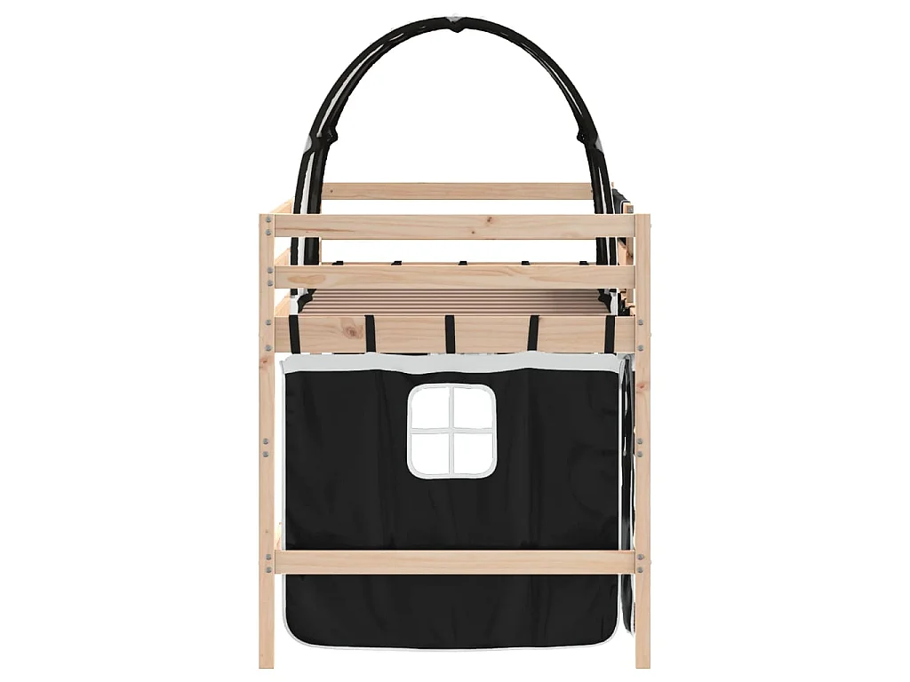 Letto a Soppalco con Tunnel Bambini Bianco e Nero 90x190cm Pino