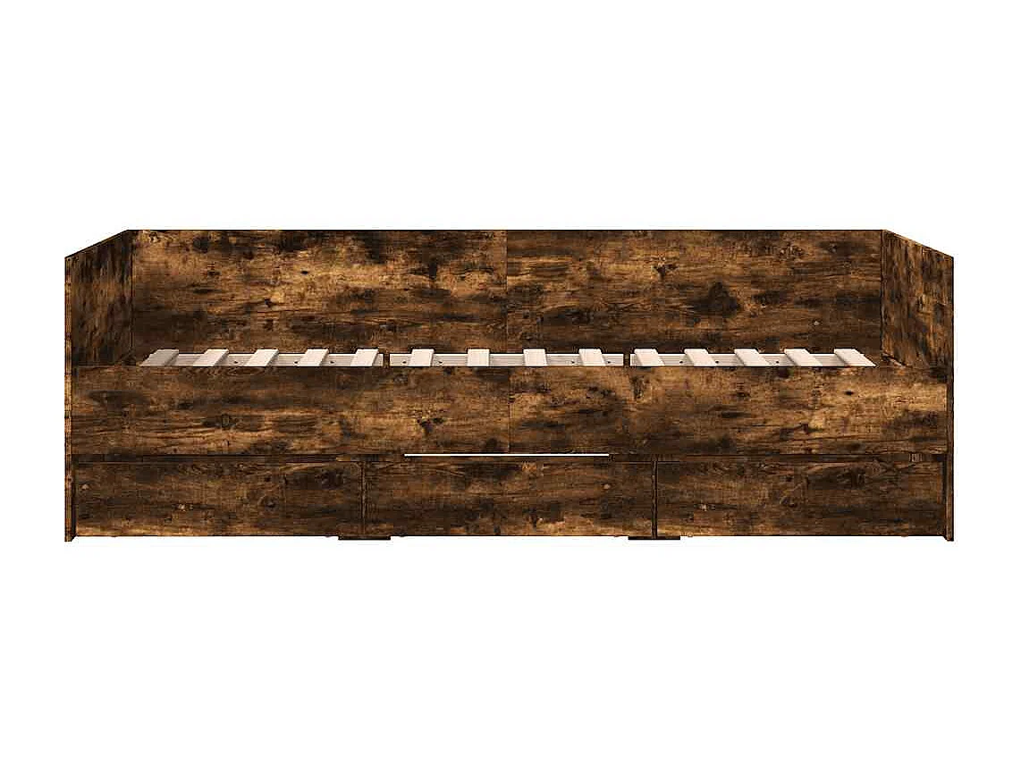 Slaapbank met lades zonder matras 100x200 cm gerookt eikenkleur