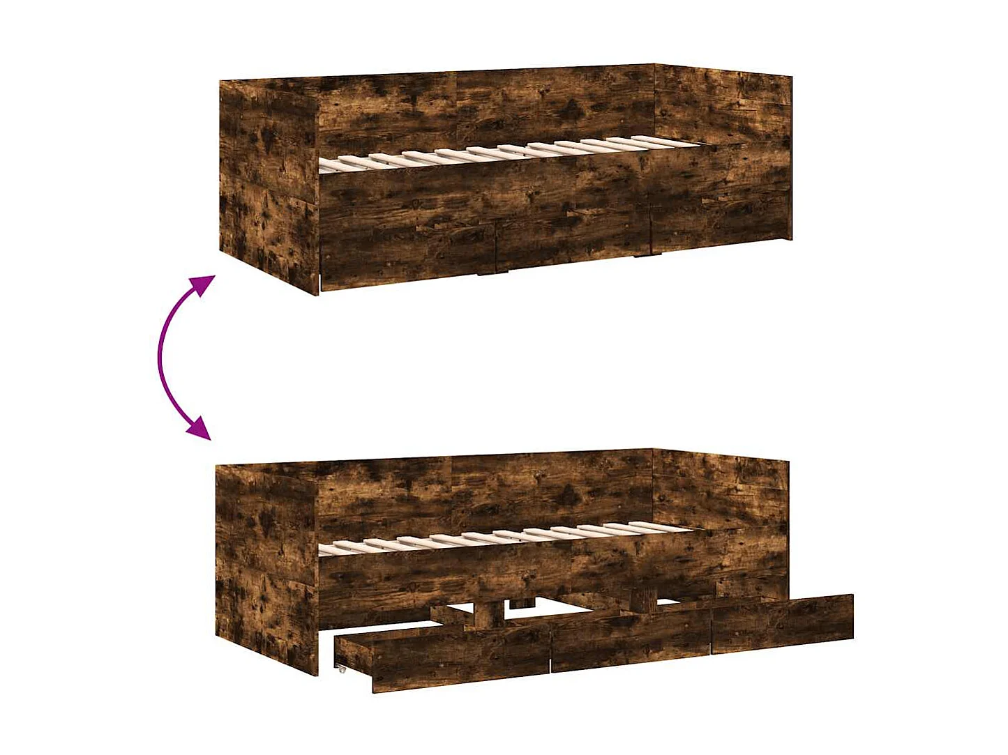 Slaapbank met lades zonder matras 100x200 cm gerookt eikenkleur