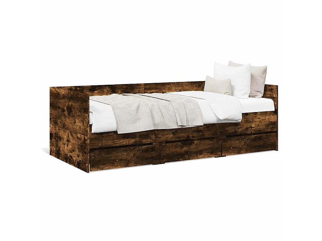 Slaapbank met lades zonder matras 100x200 cm gerookt eikenkleur