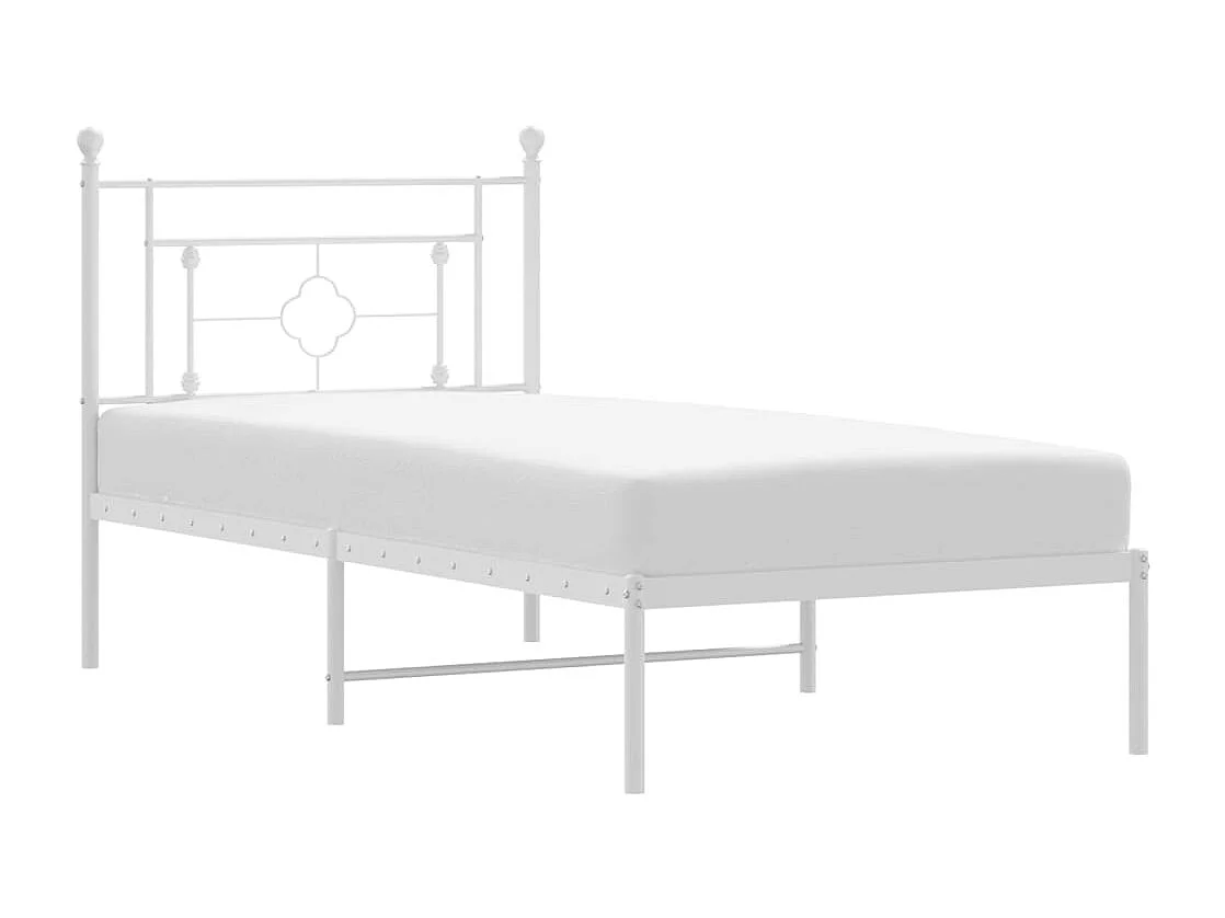 Cadre de lit métal sans matelas avec tête de lit blanc 90x200cm