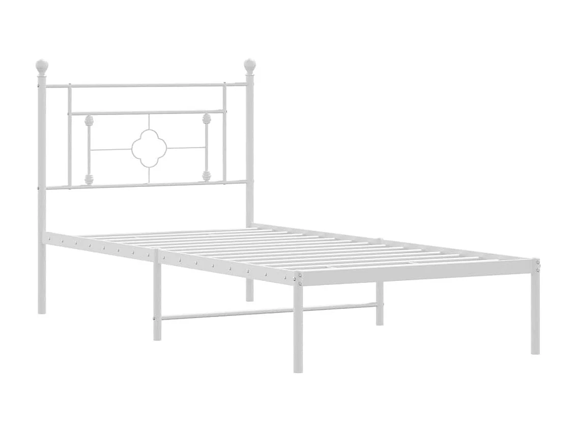 Bedframe met hoofdbord metaal wit 90x200 cm