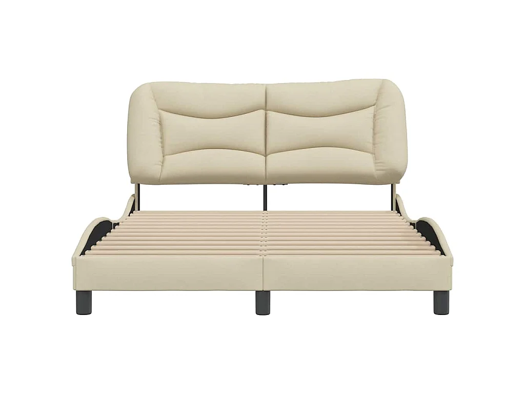 Estructura de cama sin colchón Hvar tela crema 120x200 cm