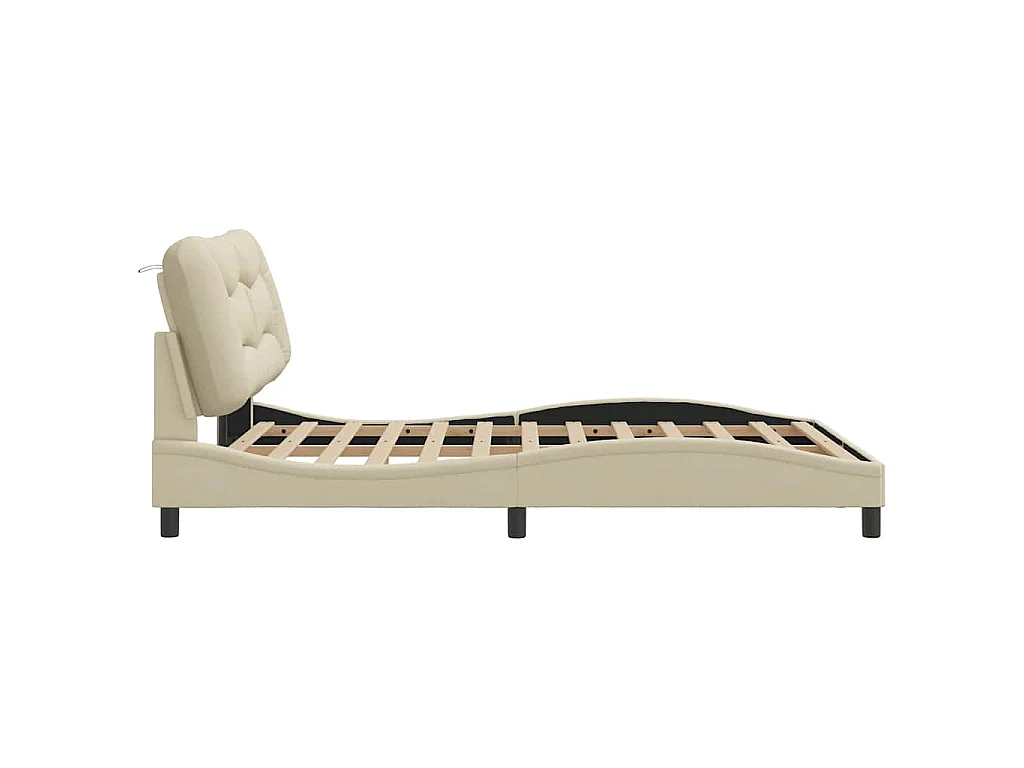 Estructura de cama sin colchón Hvar tela crema 120x200 cm