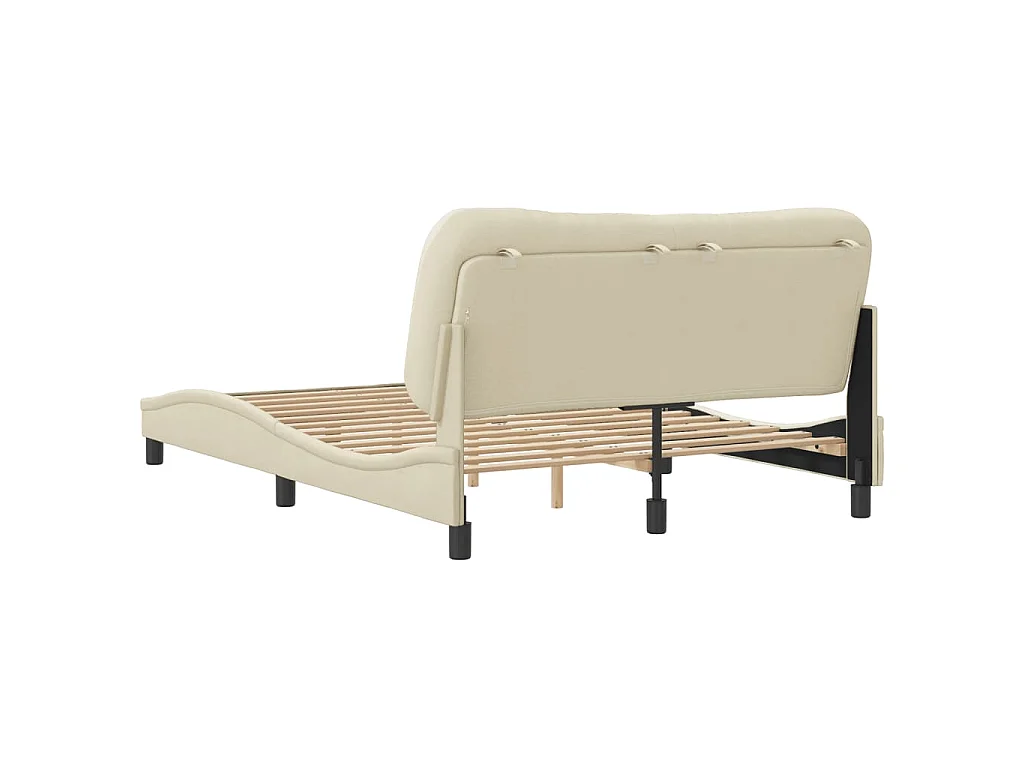 Estructura de cama sin colchón Hvar tela crema 120x200 cm