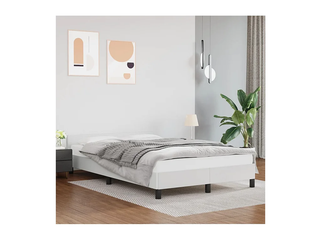 Cadre de lit sans matelas blanc 120x190 cm similicuir