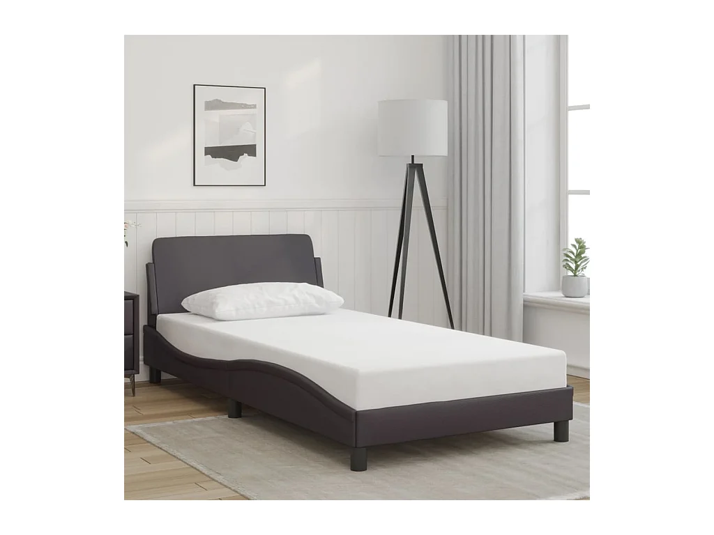 Cadre de lit sans matelas gris 100x200 cm similicuir