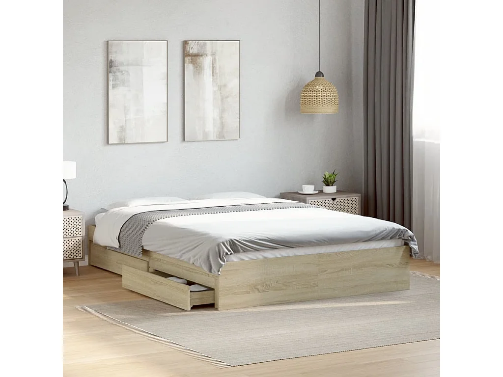 Giroletto Cassetti Rovere Sonoma 140x190 cm Legno Multistrato