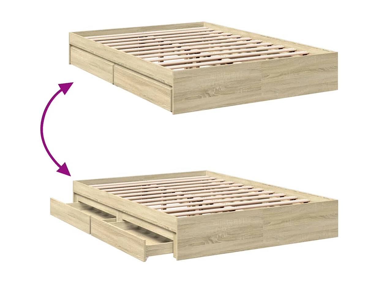 Giroletto Cassetti Rovere Sonoma 140x190 cm Legno Multistrato