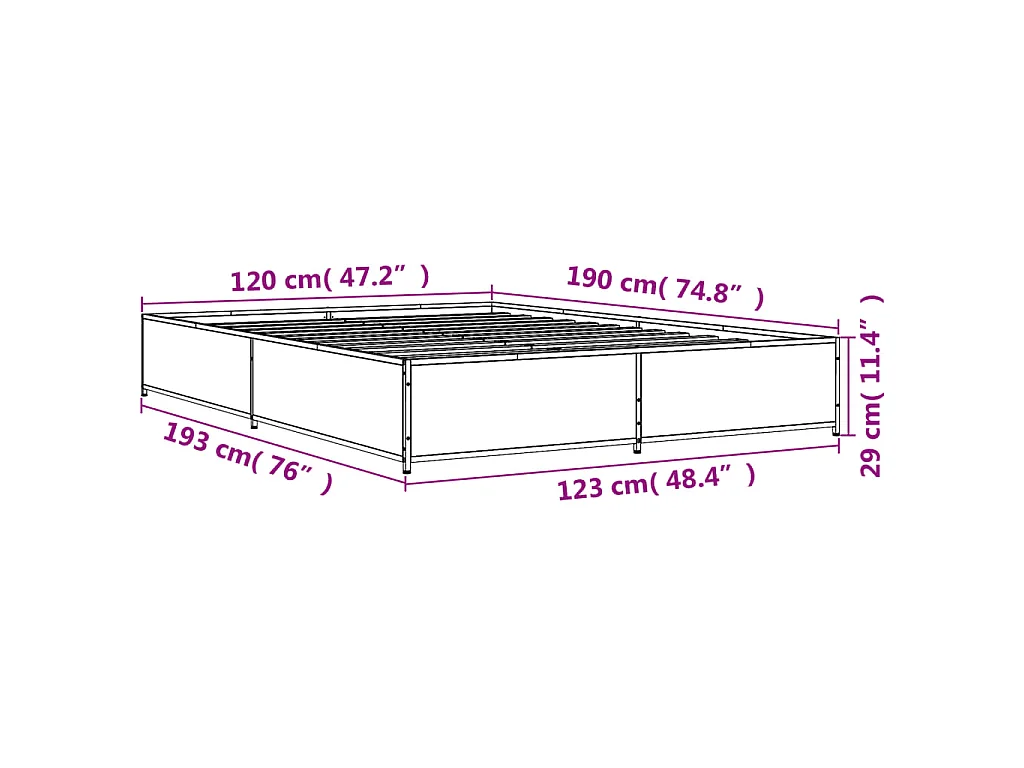 Cadre de lit sans matelas chêne sonoma 120x190 cm