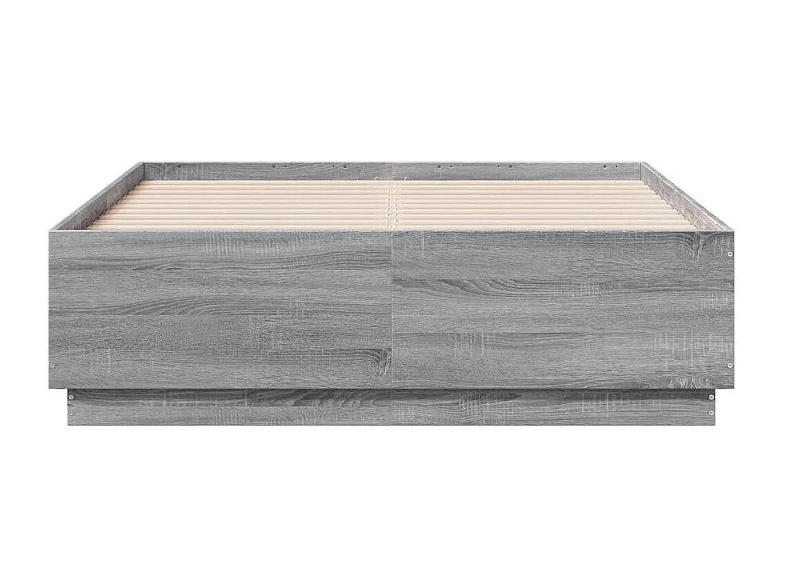 Bettgestell mit LED Grau Sonoma 120x190 cm Holzwerkstoff
