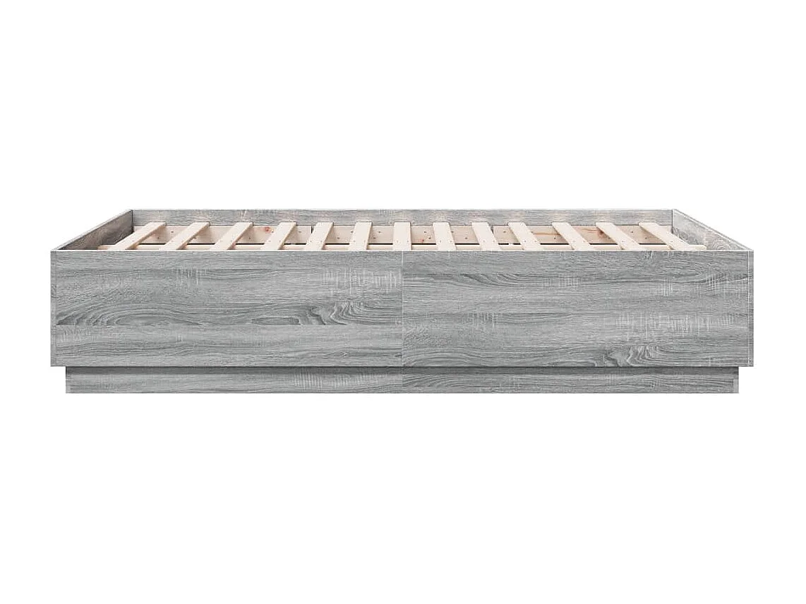 Bettgestell mit LED Grau Sonoma 120x190 cm Holzwerkstoff