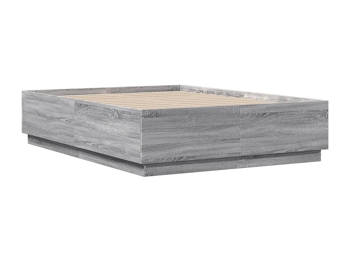 Bettgestell mit LED Grau Sonoma 120x190 cm Holzwerkstoff