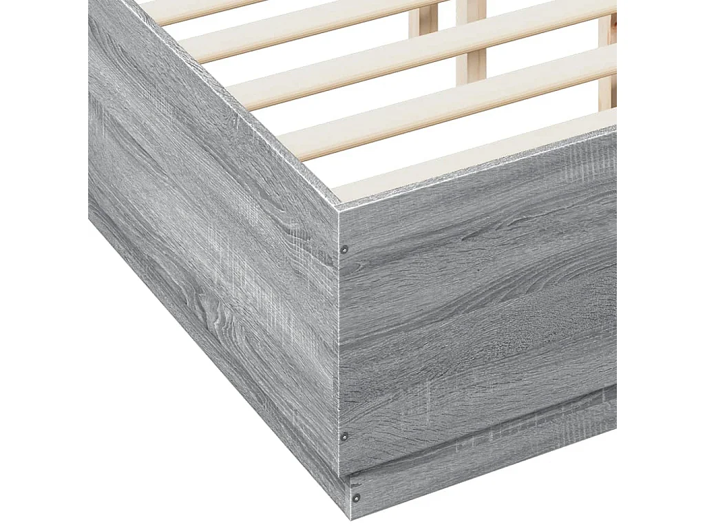 Bettgestell mit LED Grau Sonoma 120x190 cm Holzwerkstoff