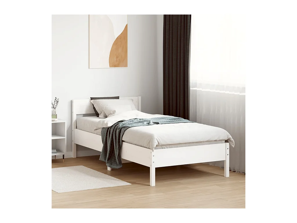 Bedframe zonder matras massief grenenhout wit 75x190 cm