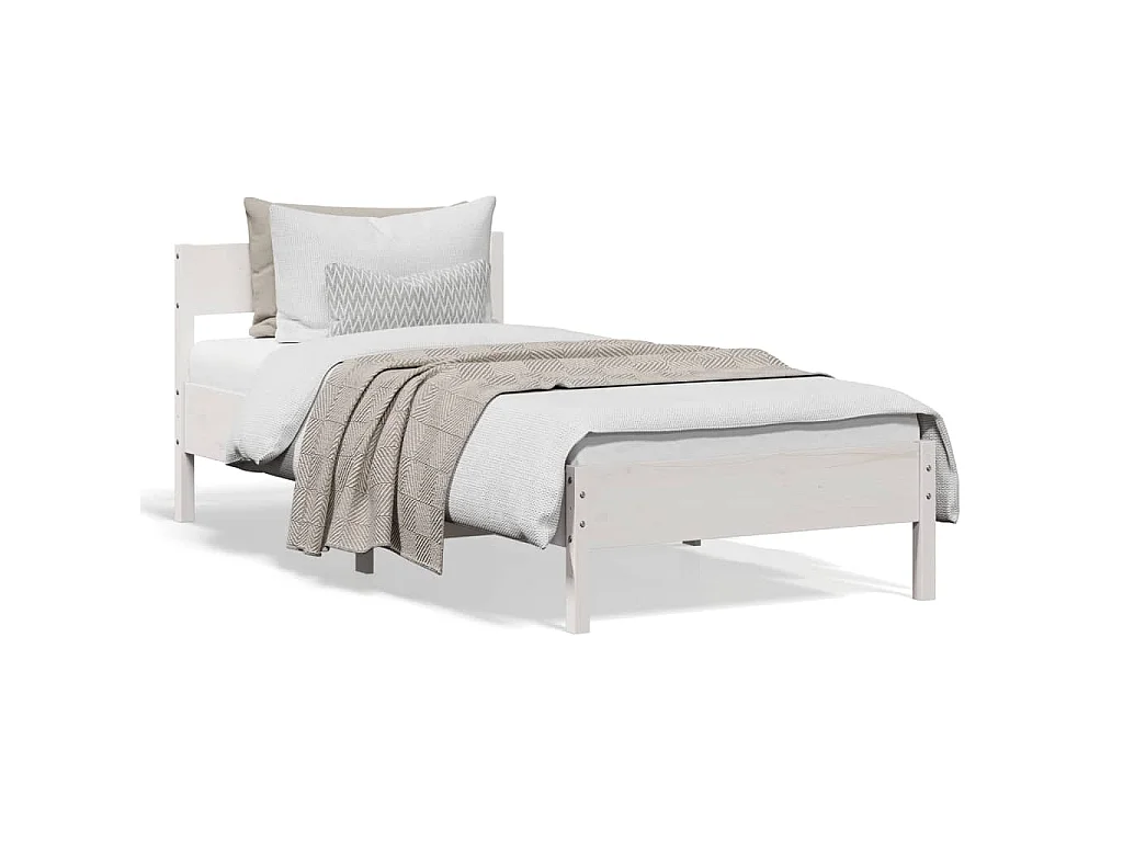 Bedframe zonder matras massief grenenhout wit 75x190 cm