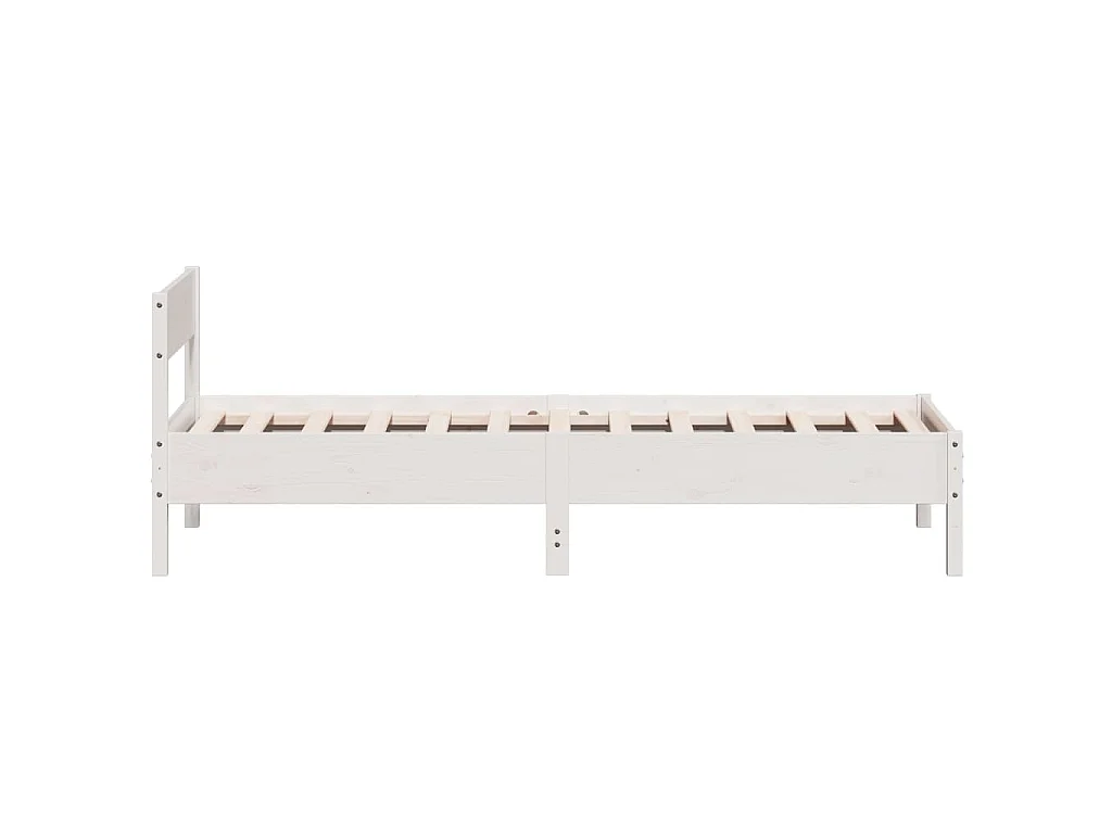Bedframe zonder matras massief grenenhout wit 75x190 cm
