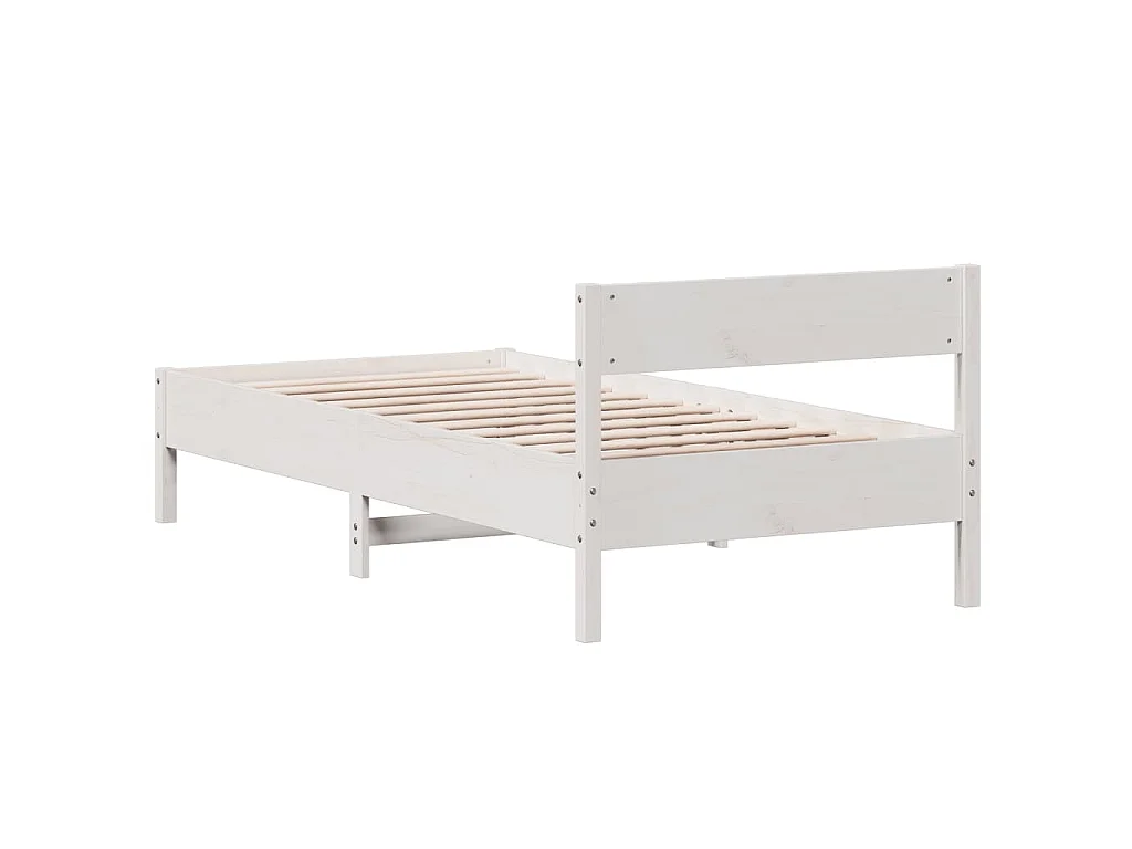 Bedframe zonder matras massief grenenhout wit 75x190 cm