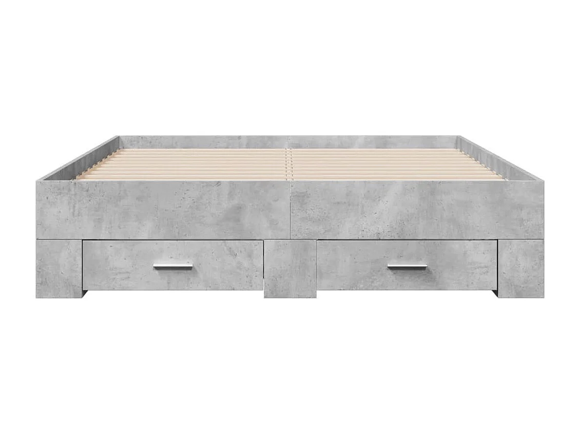Cadre de lit avec tiroirs sans matelas gris béton 120x190 cm