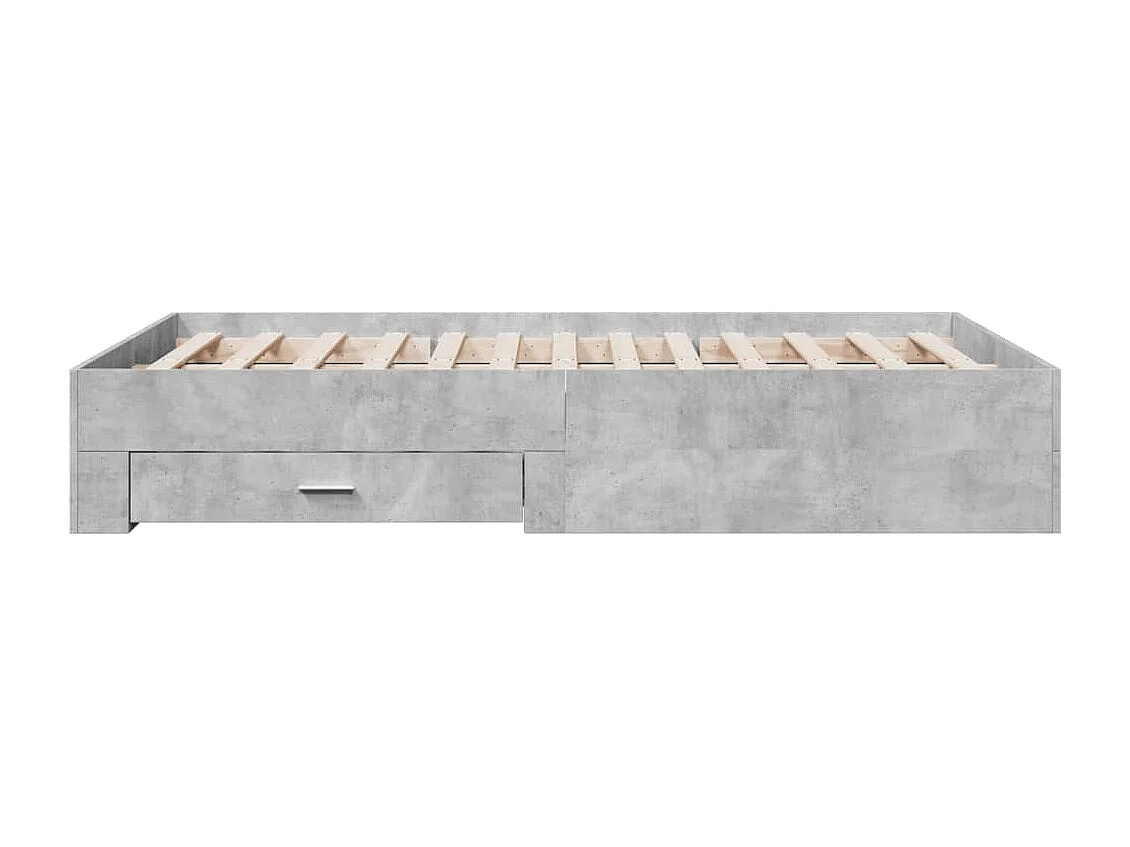 Cadre de lit avec tiroirs sans matelas gris béton 120x190 cm