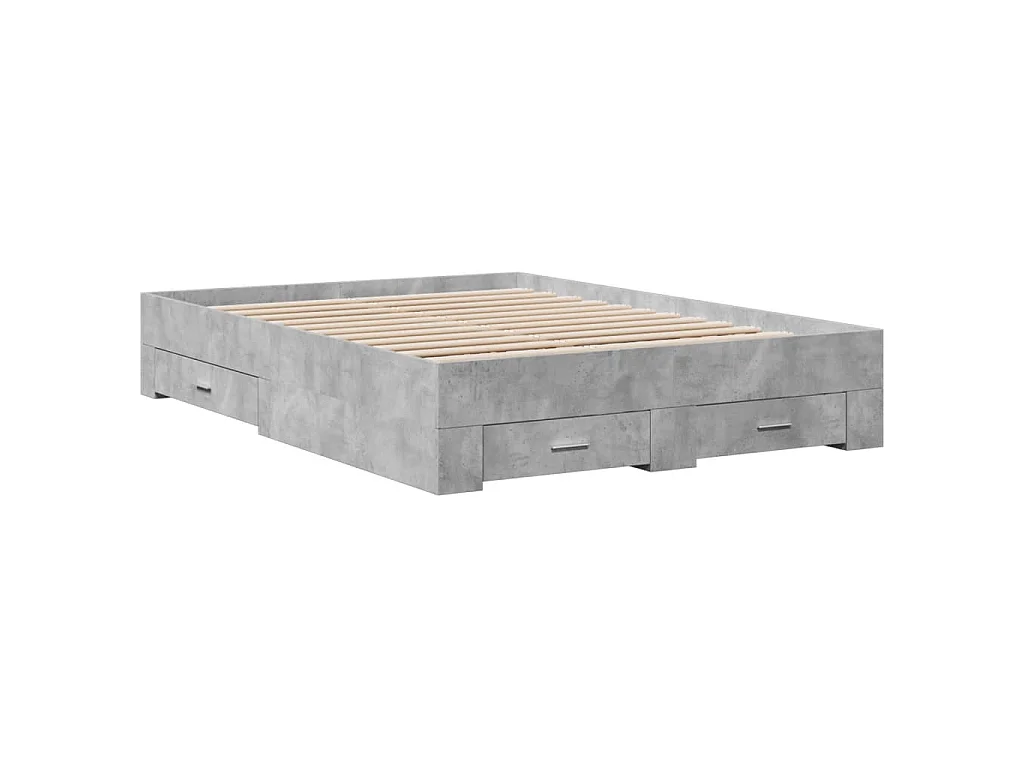 Cama con cajones madera de ingeniería gris hormigón 120x190 cm