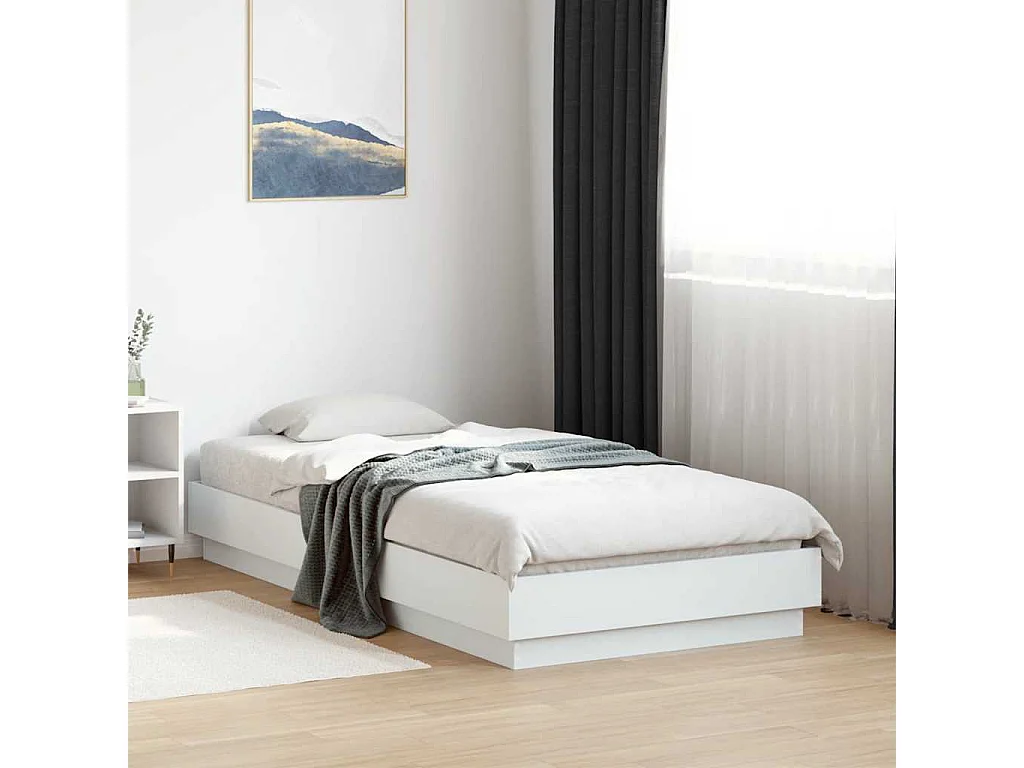 Cadre de lit sans matelas blanc 90x190 cm bois d'ingénierie