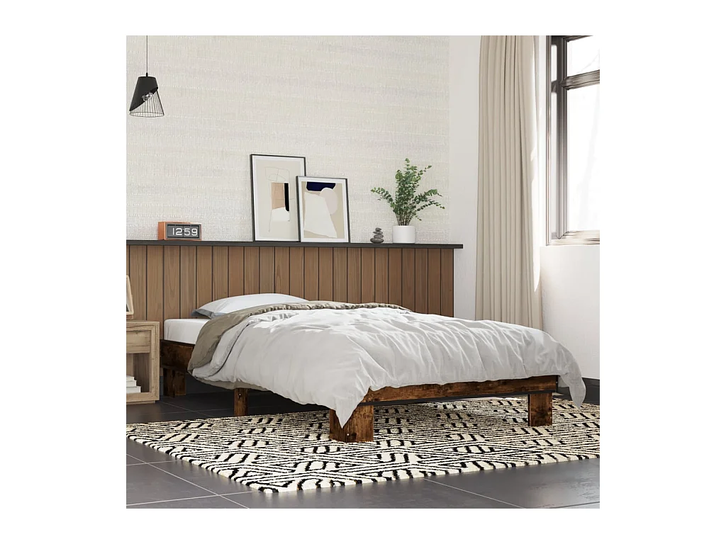 Cadre de lit sans matelas chêne fumé 100x200 cm