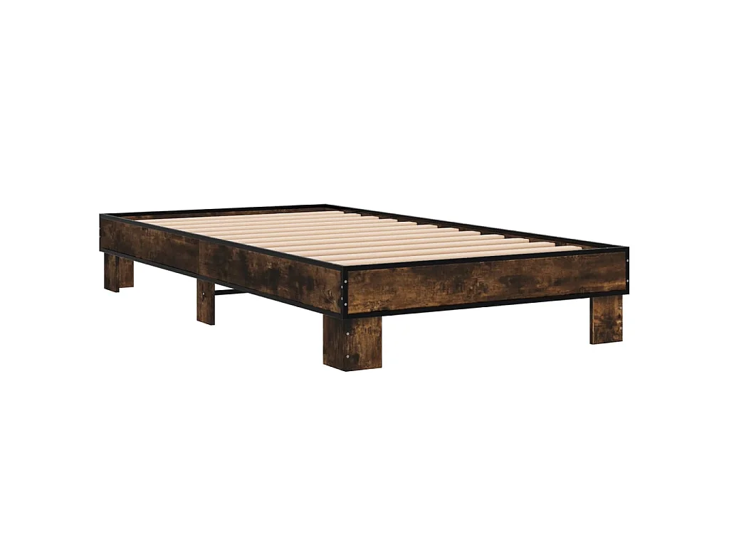 Bettgestell Räuchereiche 100x200 cm Holzwerkstoff und Metall