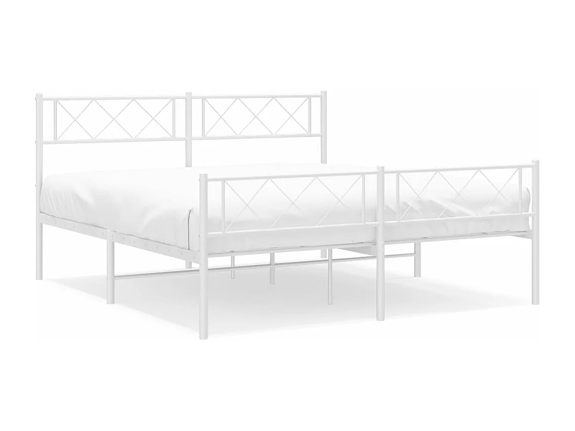 Bedframe met hoofd- en voeteneinde metaal wit 120x200 cm