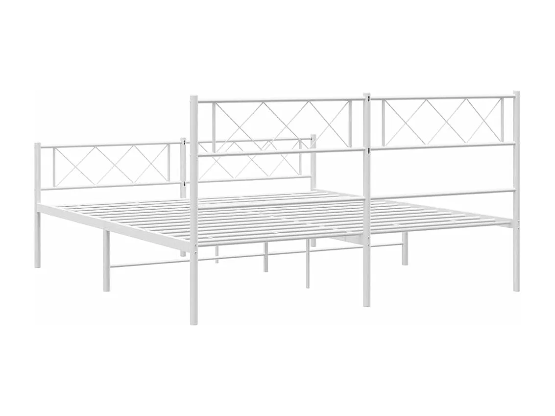 Cadre de lit métal sans matelas et pied de lit blanc 120x200 cm