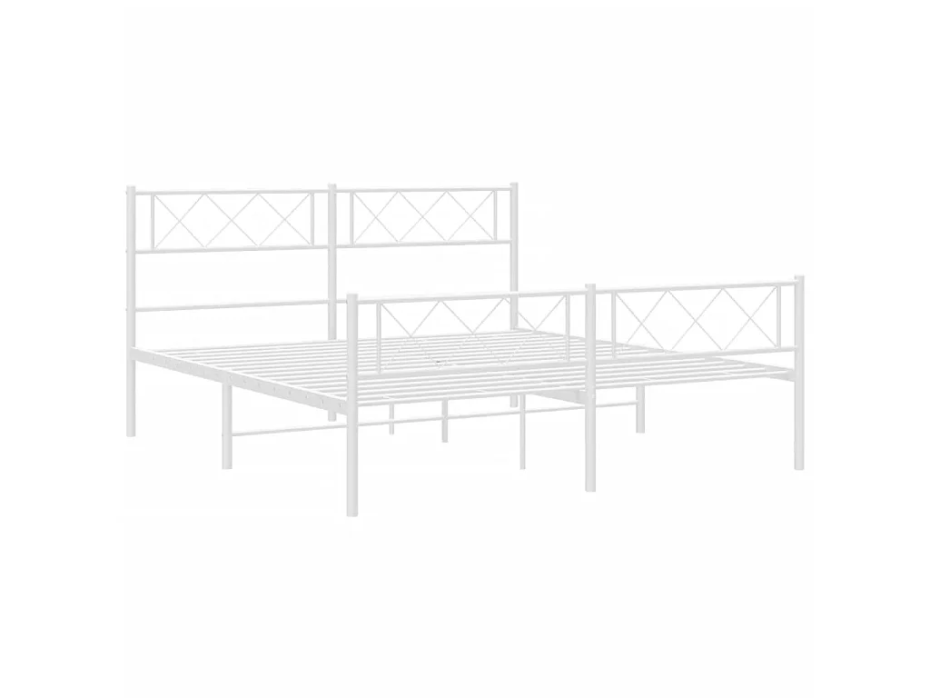 Giroletto con Testiera e Pediera Metallo Bianco 120x200 cm