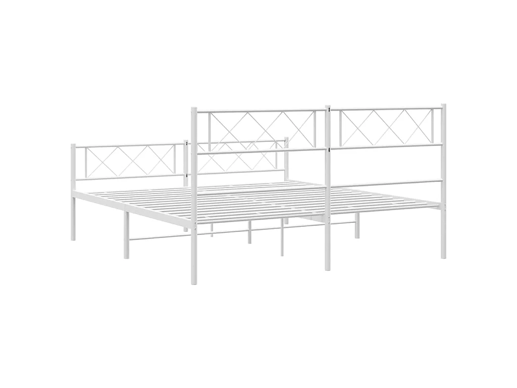 Giroletto con Testiera e Pediera Metallo Bianco 120x200 cm