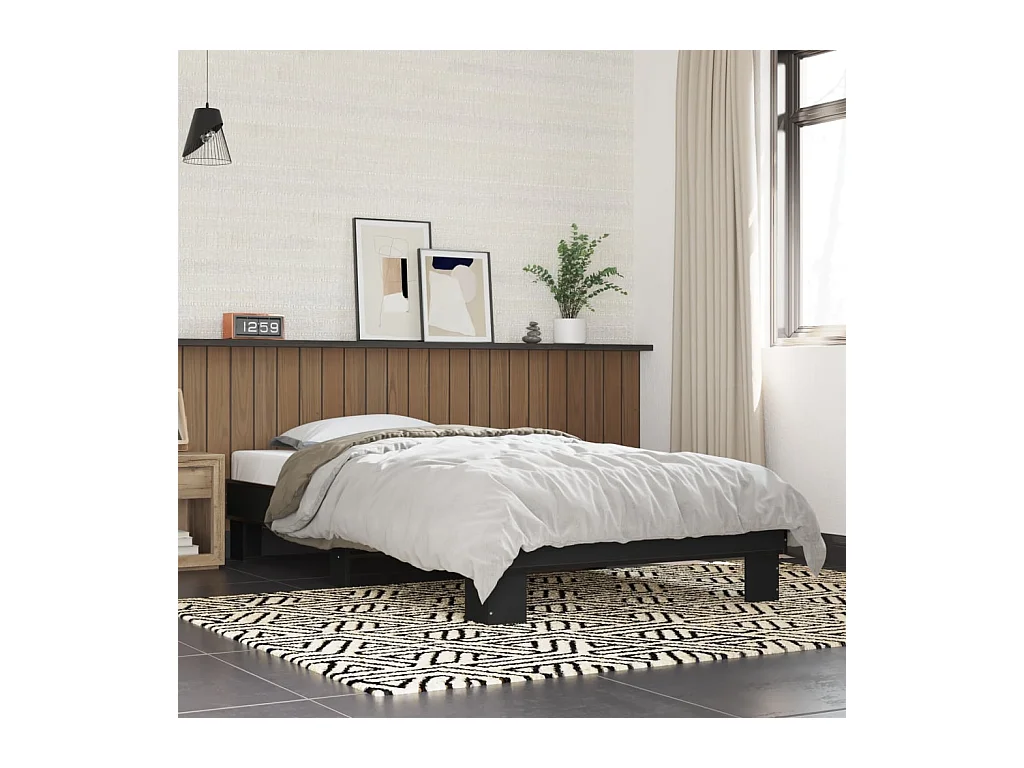 Cadre de lit sans matelas noir 100x200 cm