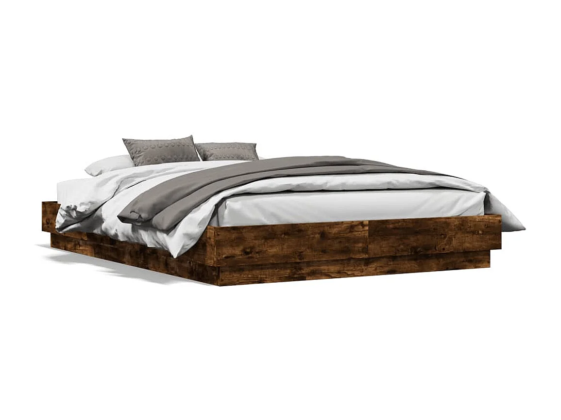Estrutura de cama 135x190 cm derivados madeira carvalho fumado