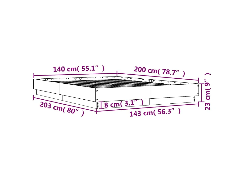 Cadre de lit sans matelas blanc 140x200 cm