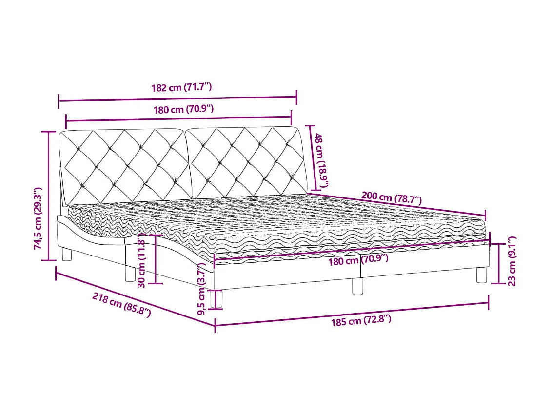 Bed met matras fluweel lichtgrijs 180x200 cm