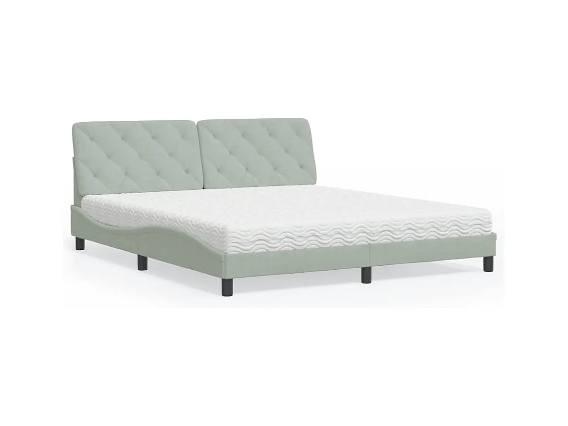 Bett mit Matratze Hellgrau 180x200 cm Samt