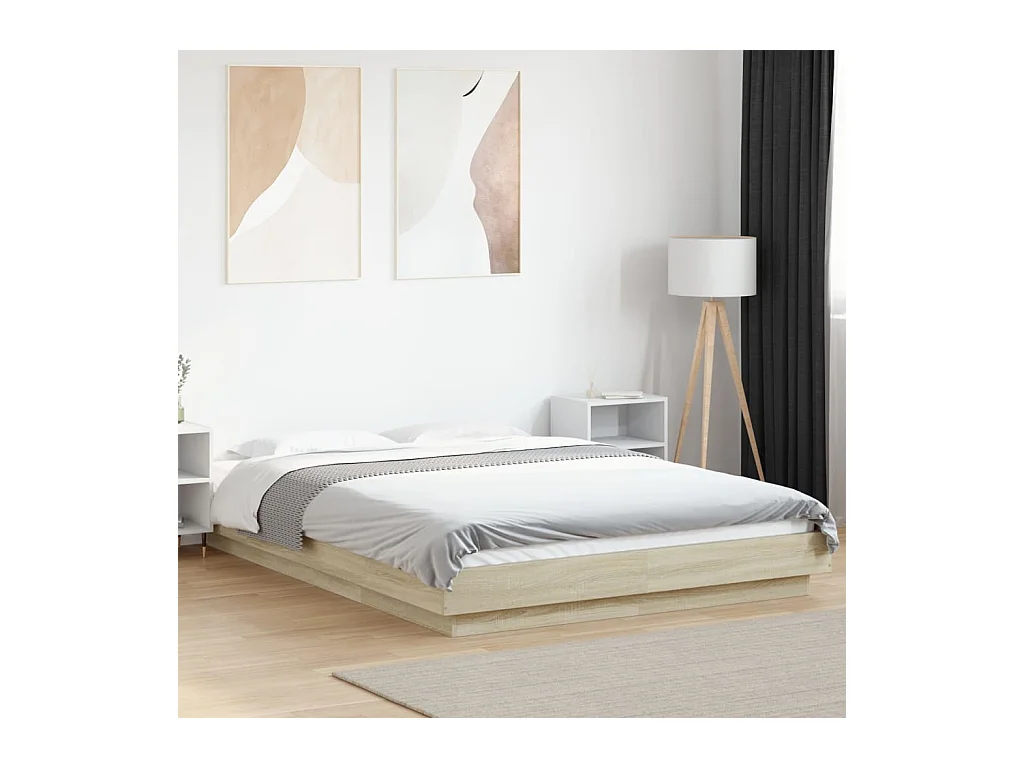 Cadre de lit sans matelas chêne sonoma 120x190 cm