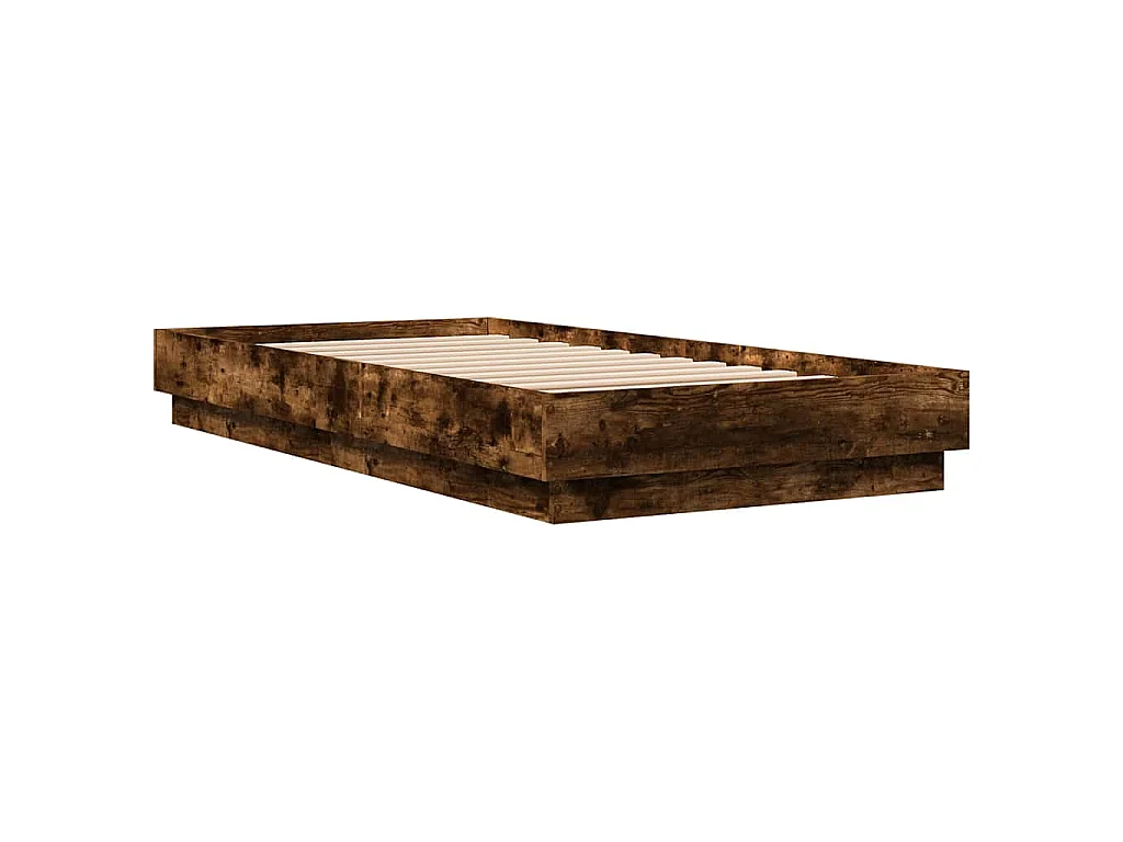 Bedframe met LED-verlichting gerookt eikenkleurig 75x190 cm